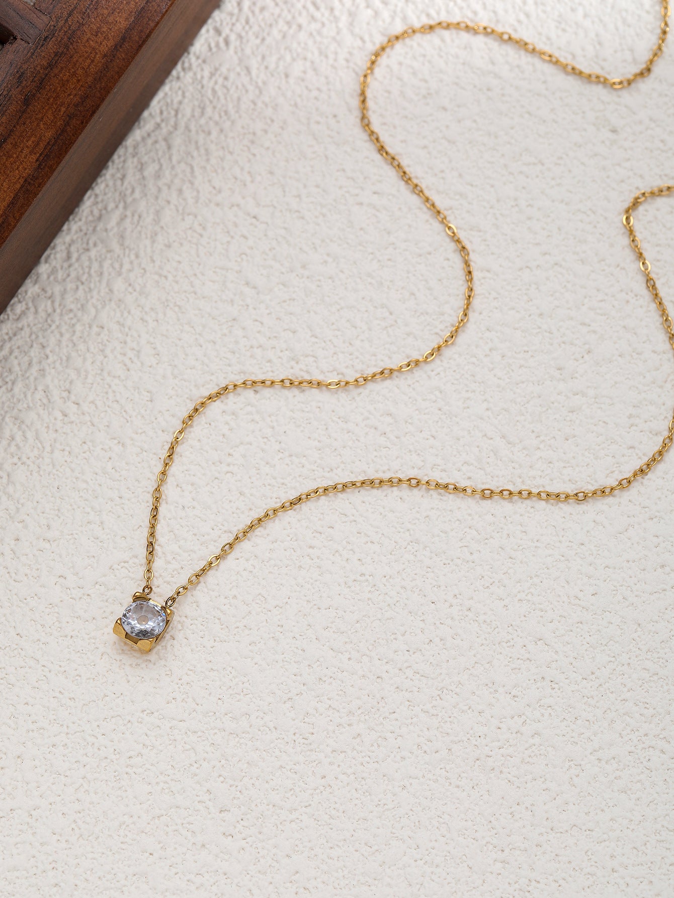 Layered Zircon Necklace Gold Plated Titanium Steel