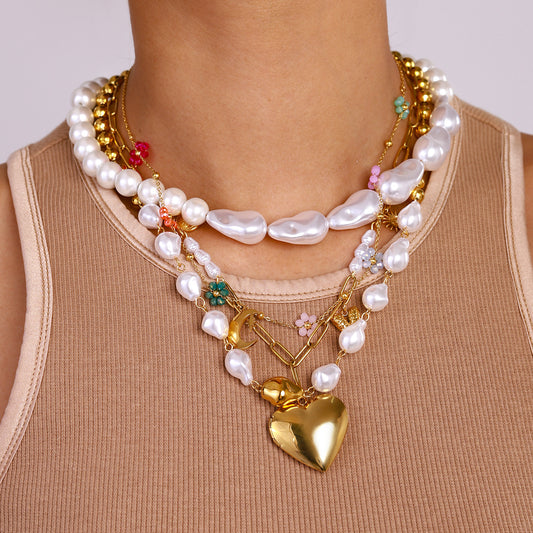 Celeste Pearl Heart Necklace