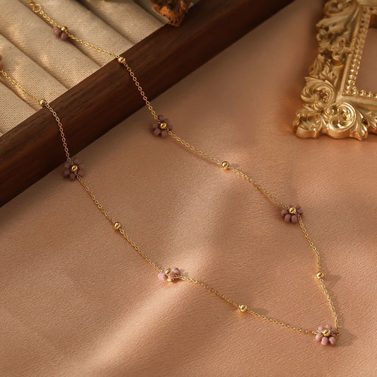 Dainty Colorful Flower Gold Necklace