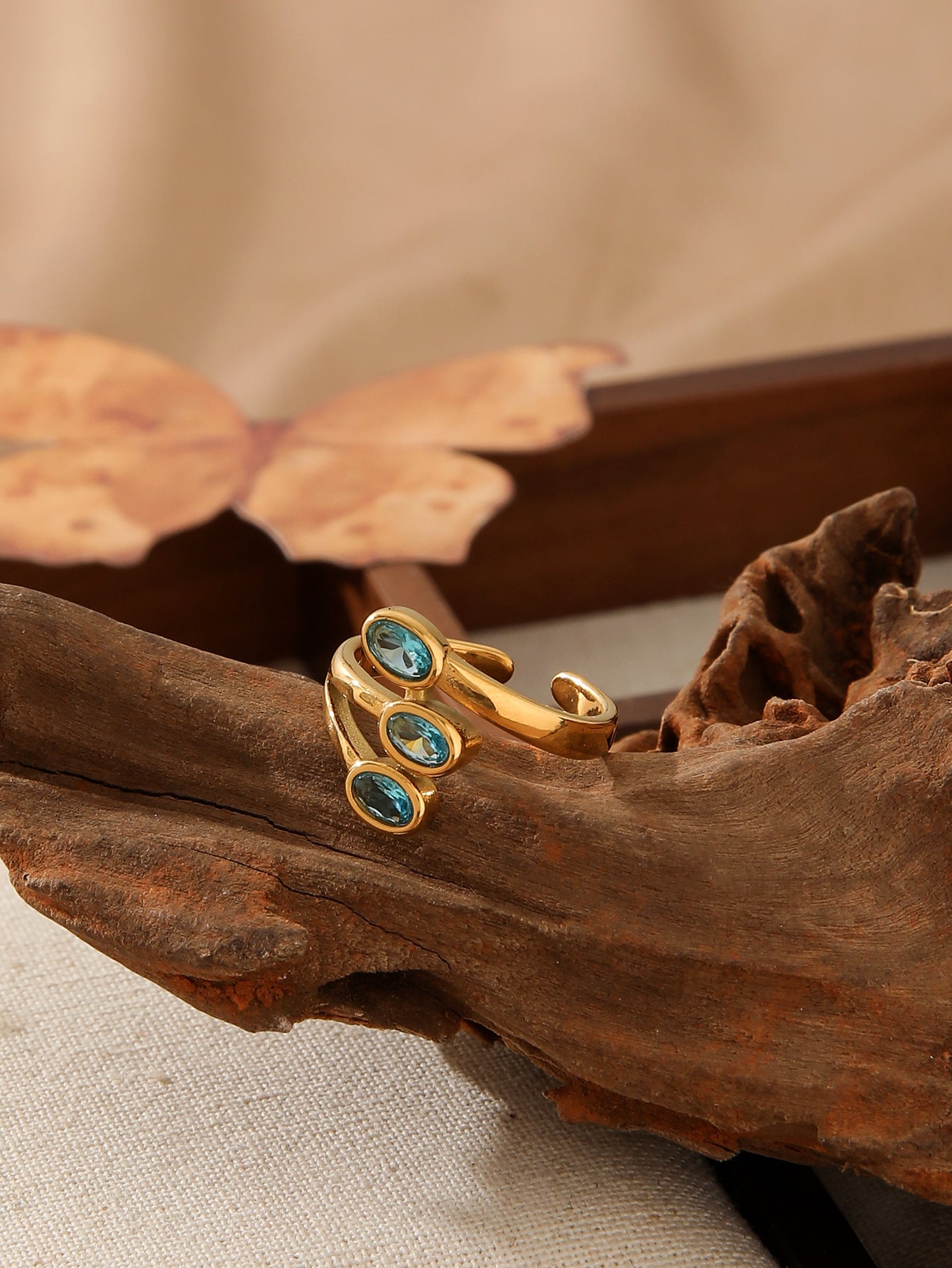 Triple Oval Zircon Open Ring